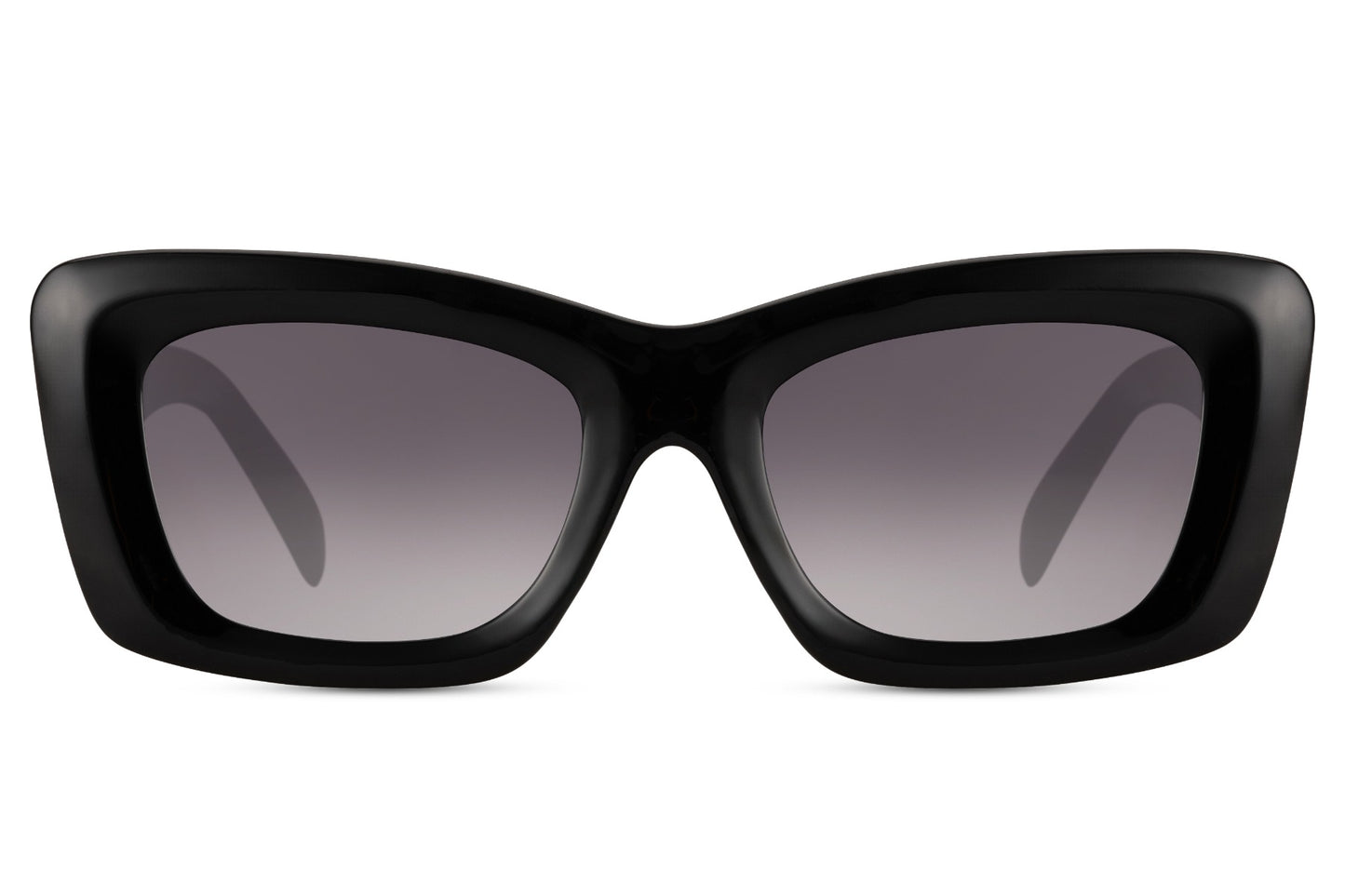 Black cube frame rectangle sunglasses for women by Sunglass Station, bold structured design with a sleek and contemporary finish