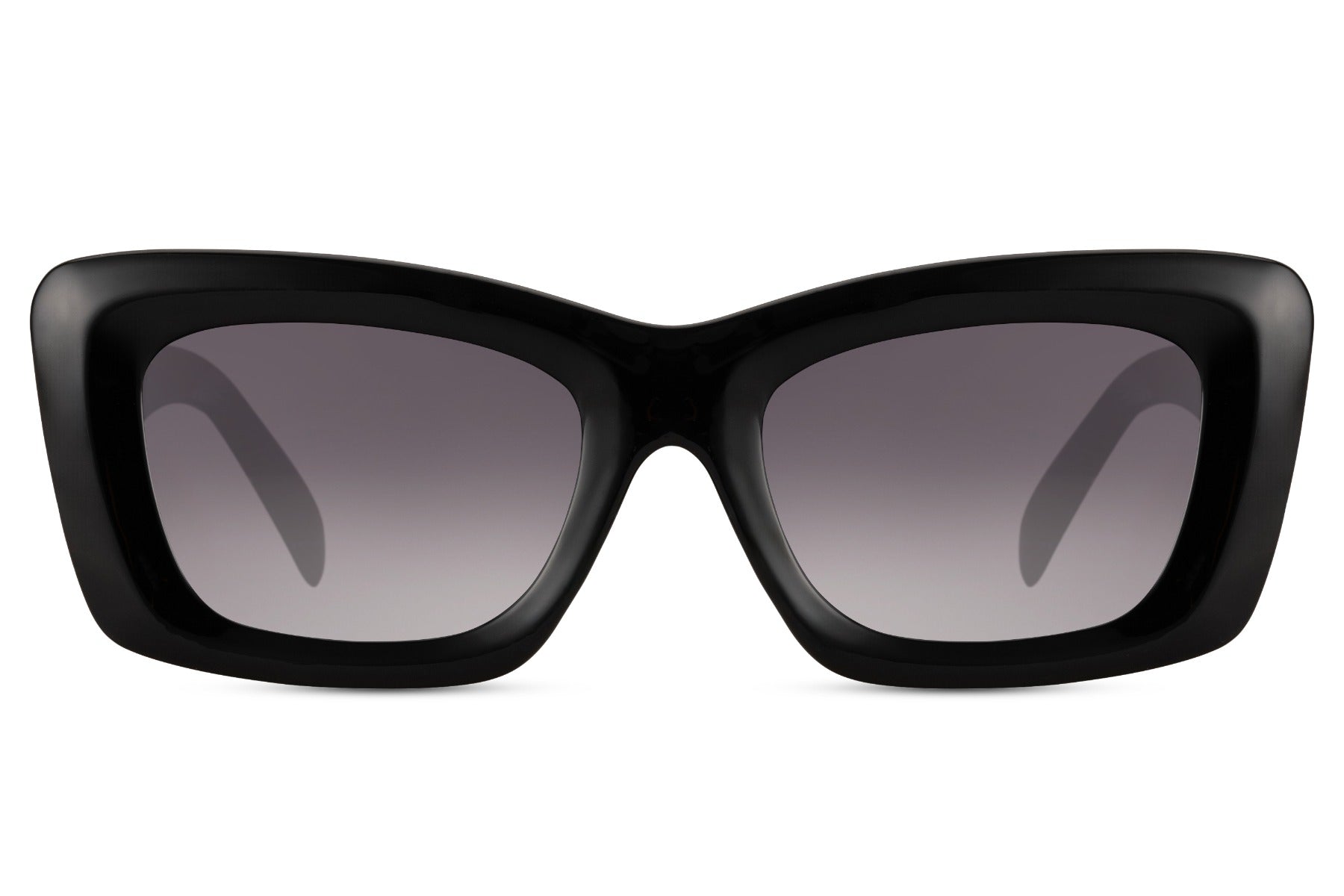 Black cube frame rectangle sunglasses for women by Sunglass Station, bold structured design with a sleek and contemporary finish
