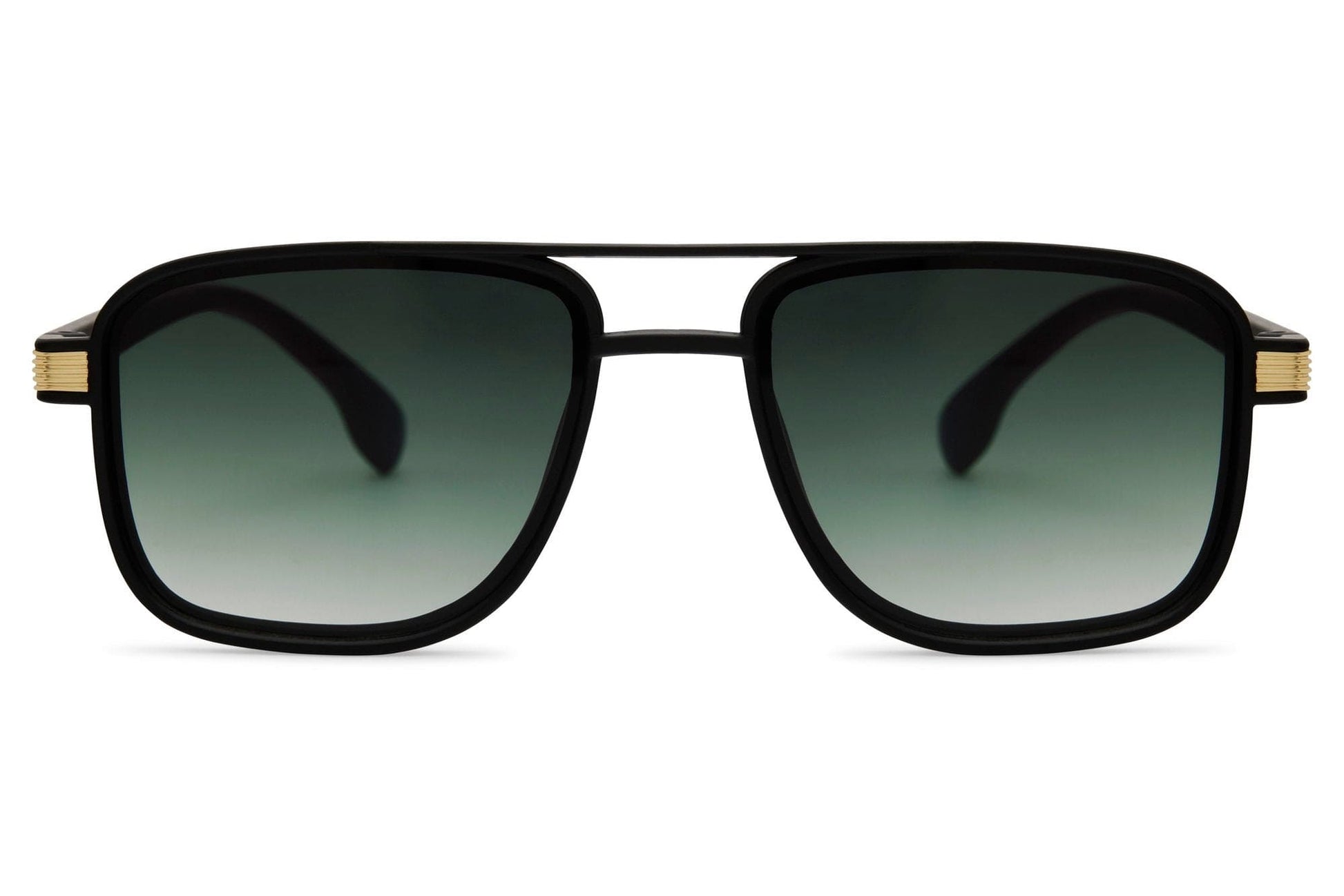 Dark green lens square aviator sunglasses with versatile design suitable for daily wear and travel styling