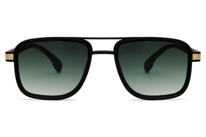 Dark green lens square aviator sunglasses with versatile design suitable for daily wear and travel styling