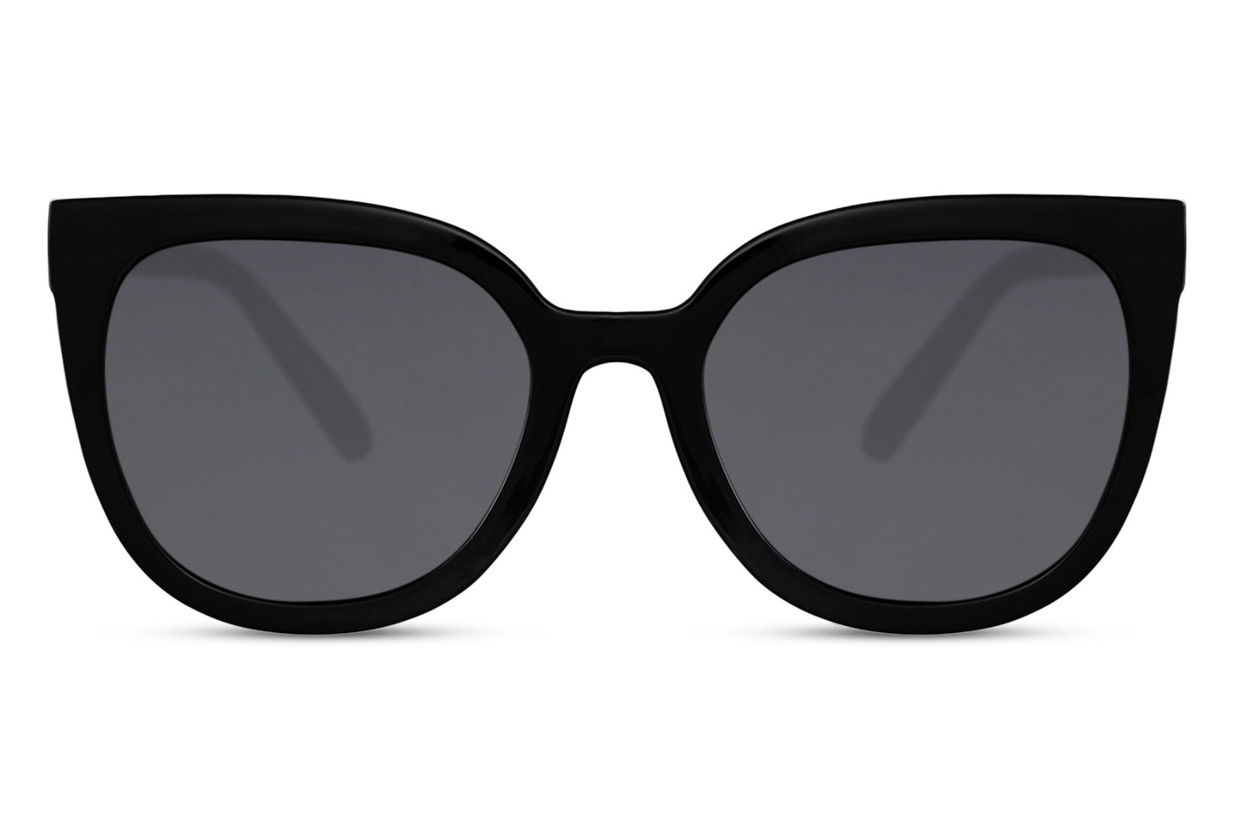 Oversized cat eye sunglasses with dark tinted lenses and durable frame