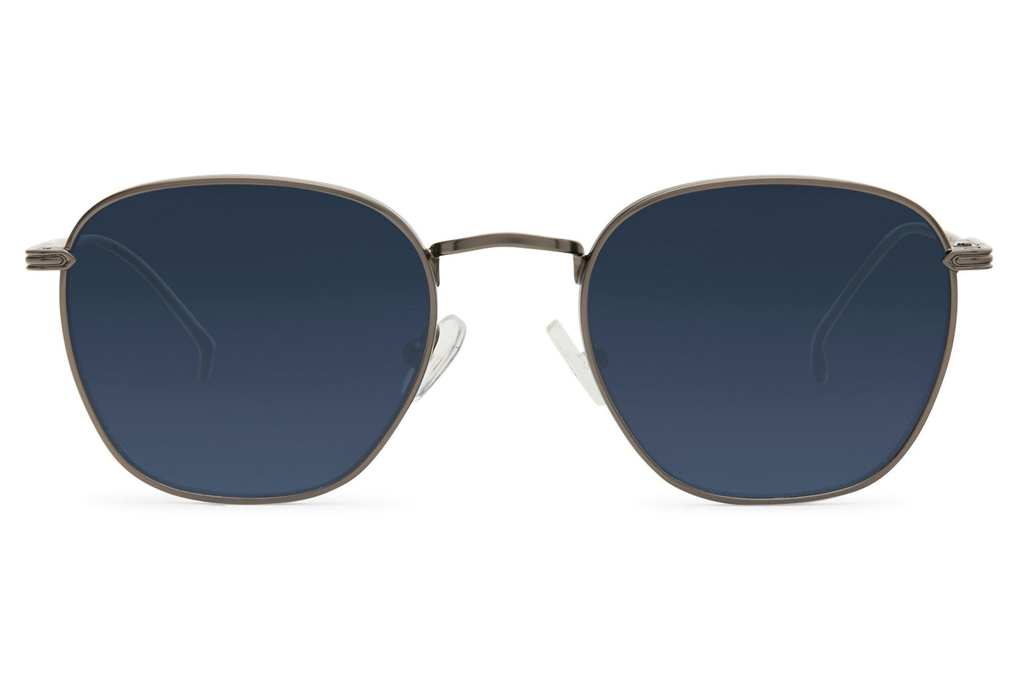 Dark lens soft square metal sunglasses for men and women with minimalist lightweight fashion frame