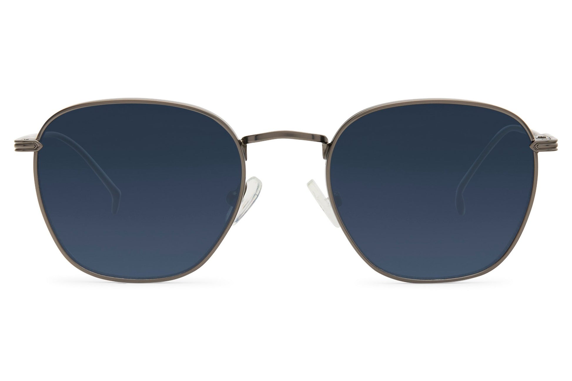 Dark lens soft square metal sunglasses for men and women with minimalist lightweight fashion frame