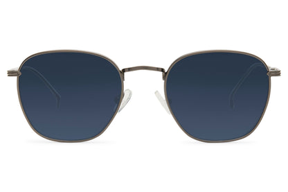 Dark lens soft square metal sunglasses for men and women with minimalist lightweight fashion frame