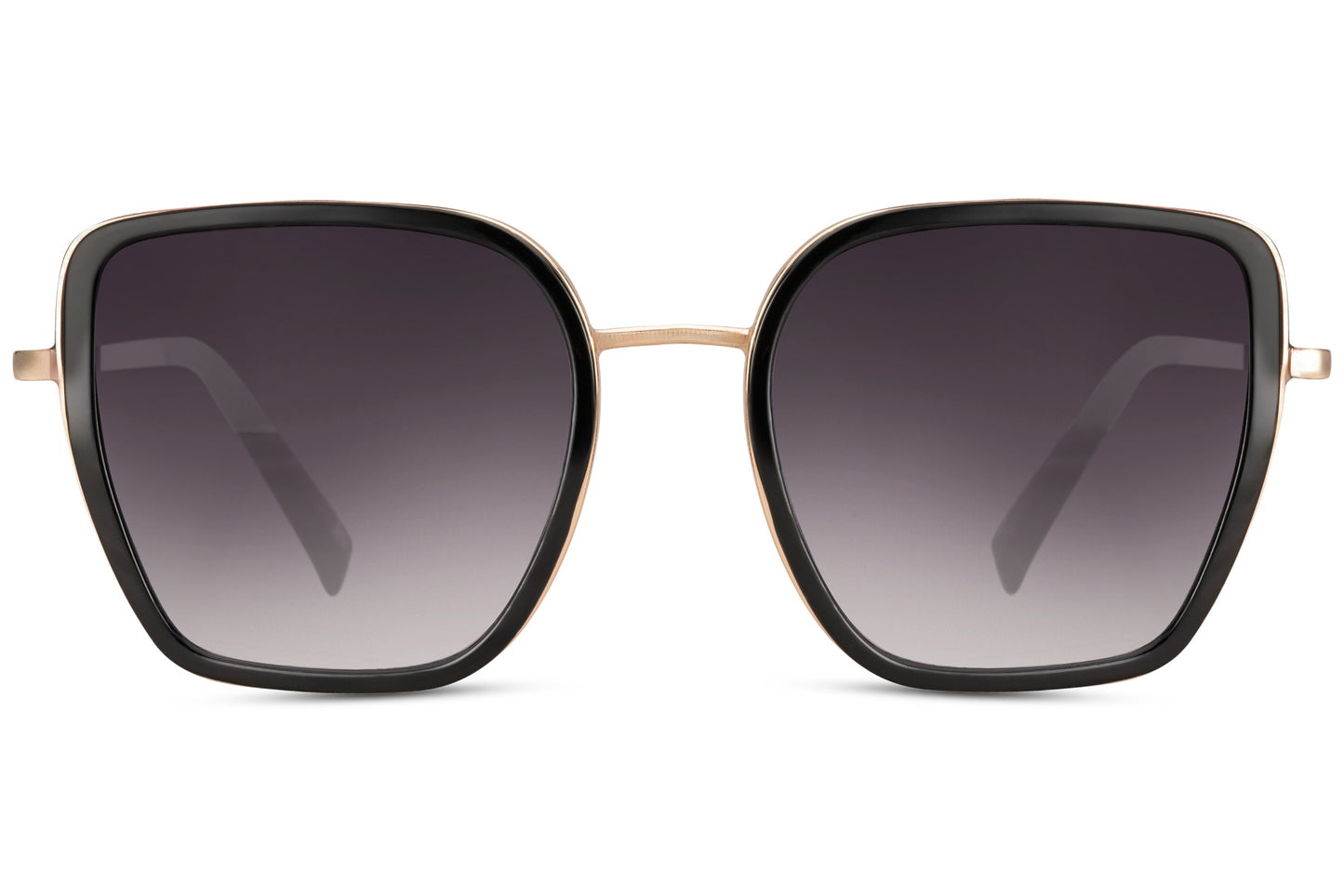 Oversized cat eye sunglasses with dark tinted lenses and durable metal frame