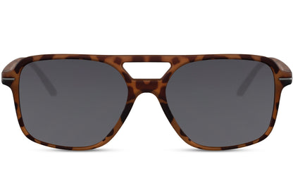 Dark tinted aviator sunglasses with a classic design suitable for everyday wear and versatile styling