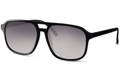 Dark tinted aviator sunglasses with a retro frame, ideal for daily use and a simple, confident look