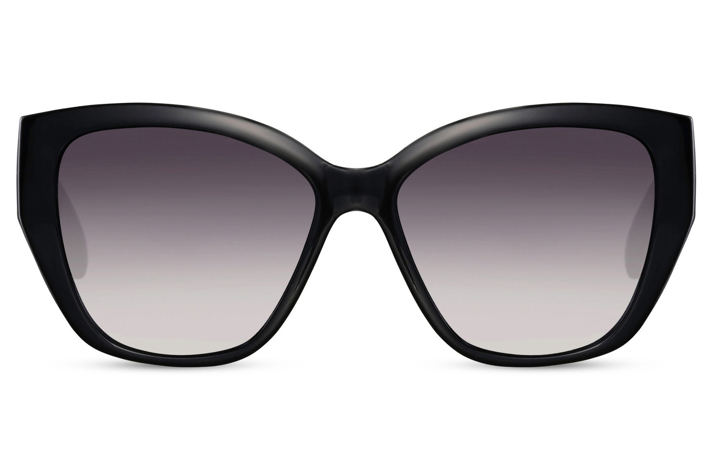 Dark tinted cat eye sunglasses with a bold frame and contemporary design