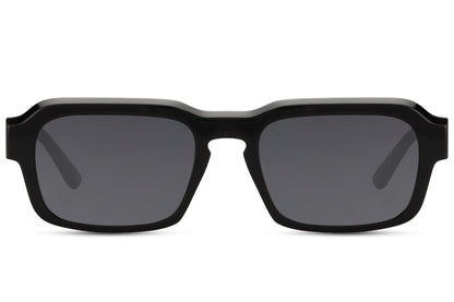Eco black rectangle sunglasses by Sunglass Station, unisex minimalist eyewear with a sleek frame and durable lenses for everyday wear
