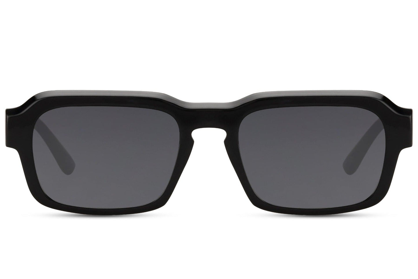 Eco black rectangle sunglasses by Sunglass Station, unisex minimalist eyewear with a sleek frame and durable lenses for everyday wear