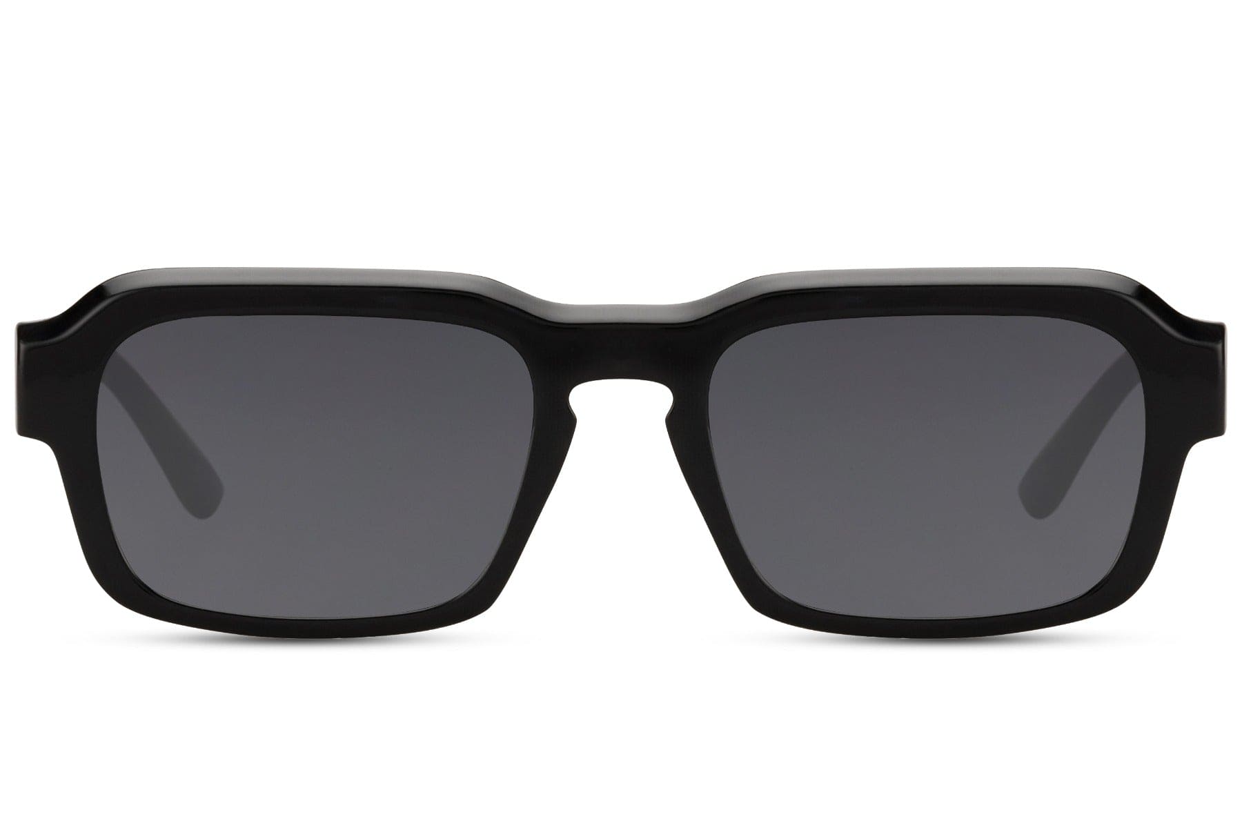 Eco black rectangle sunglasses by Sunglass Station, unisex minimalist eyewear with a sleek frame and durable lenses for everyday wear