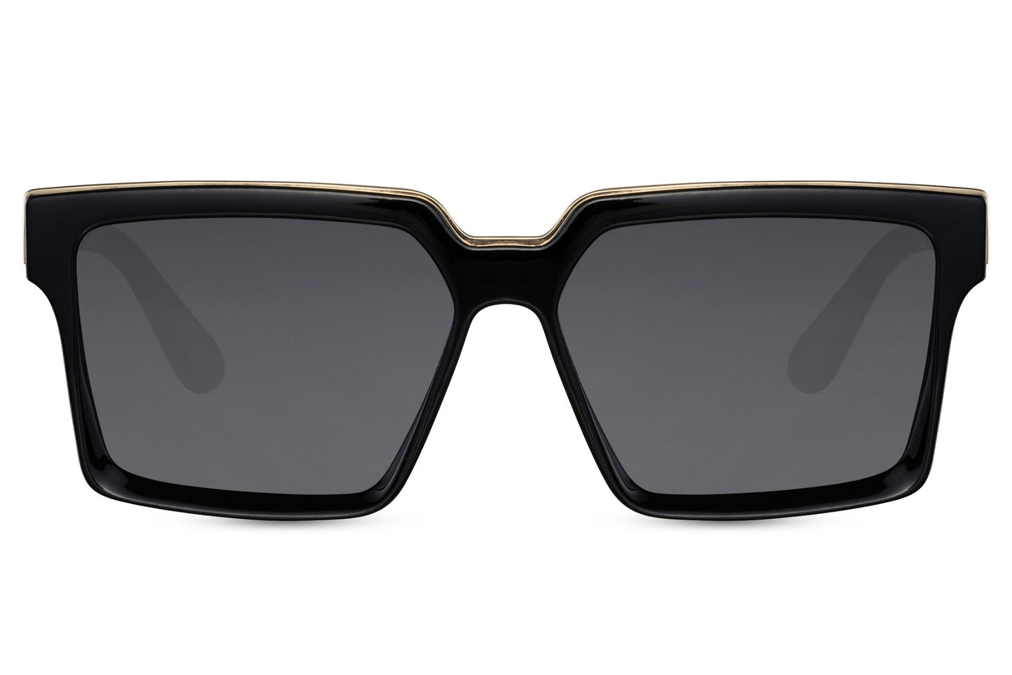 Eco bold rectangle sunglasses with black frame and dark lenses by Sunglass Station, unisex eyewear made from recycled materials with UV protection, available with free shipping across the UK and Europe