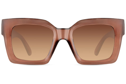 Eco chic oversized square sunglasses in brown with gradient lenses, sustainable fashion eyewear for women perfect for summer outfits and everyday style
