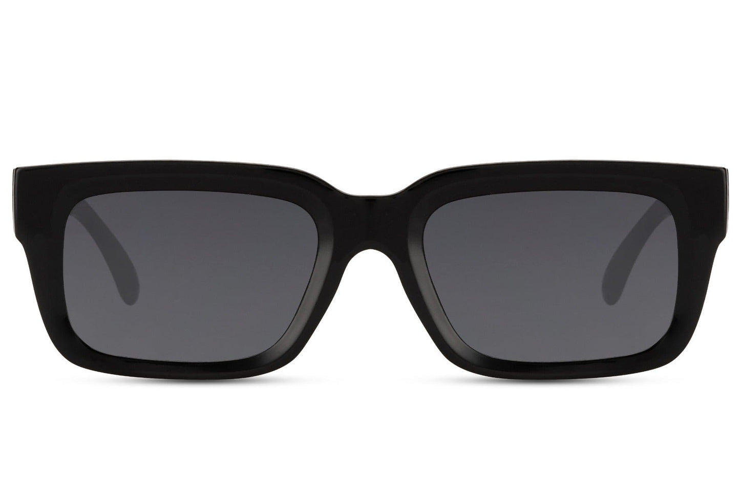 Eco classic rectangle sunglasses with black frame by Sunglass Station, minimalist unisex eyewear with a clean and timeless finish