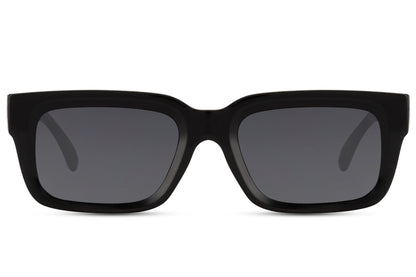 Eco classic rectangle sunglasses with black frame by Sunglass Station, minimalist unisex eyewear with a clean and timeless finish