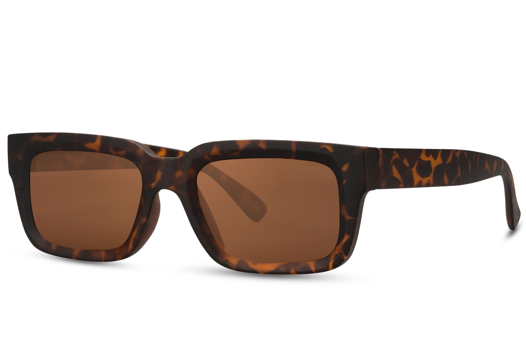 Unisex eco classic rectangle sunglasses with brown lenses by Sunglass Station, lightweight recycled material eyewear with a refined classic design
