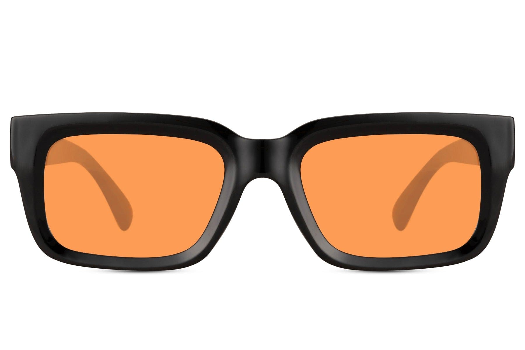 Unisex eco rectangle sunglasses with orange lenses by Sunglass Station, bold and stylish eyewear designed for everyday wear