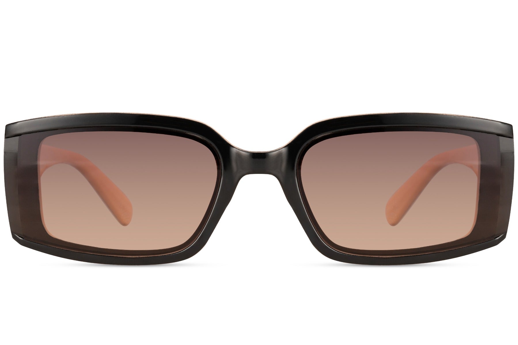 Women’s eco geometric rectangle sunglasses with brown frame and lenses by Sunglass Station, lightweight design with a modern and elegant everyday look