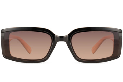 Women’s eco geometric rectangle sunglasses with brown frame and lenses by Sunglass Station, lightweight design with a modern and elegant everyday look