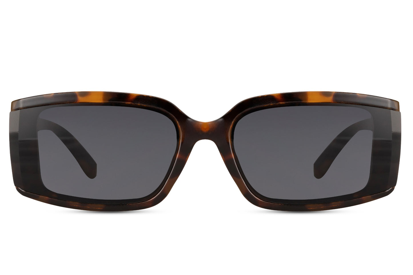 Eco geometric rectangle sunglasses with tortoiseshell frame by Sunglass Station, women’s statement eyewear with a stylish and sustainable finish