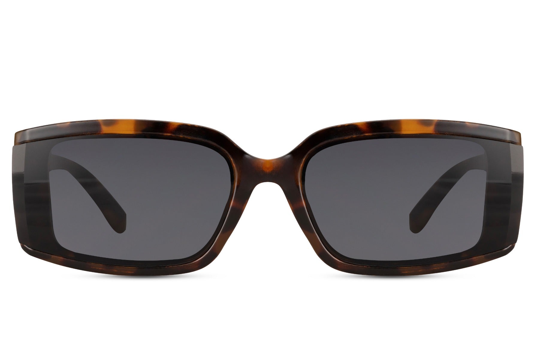 Eco geometric rectangle sunglasses with tortoiseshell frame by Sunglass Station, women’s statement eyewear with a stylish and sustainable finish