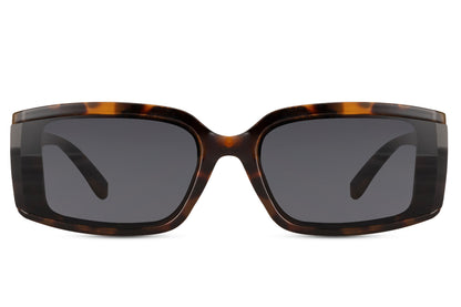 Eco geometric rectangle sunglasses with tortoiseshell frame by Sunglass Station, women’s statement eyewear with a stylish and sustainable finish