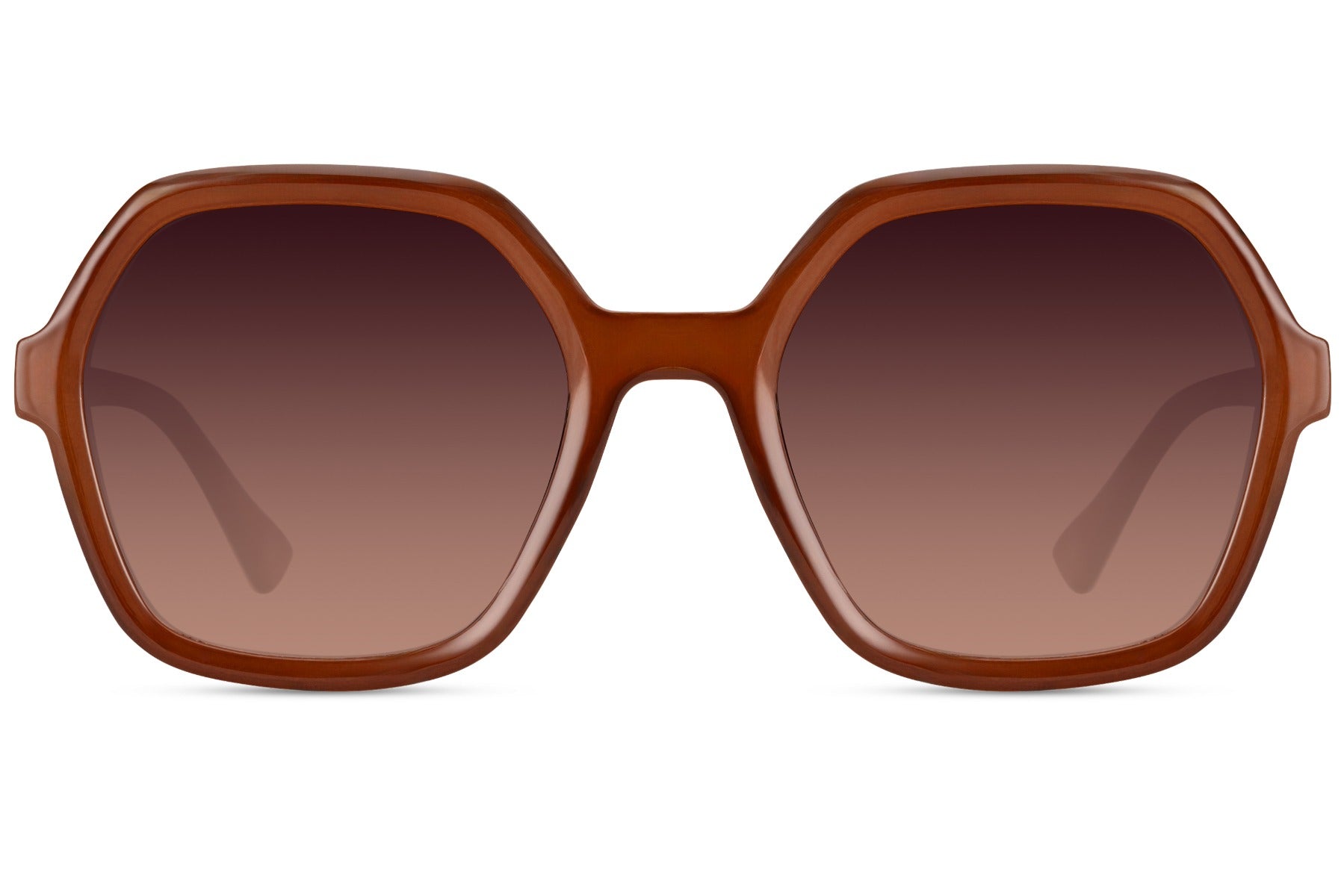 Eco geometric oversized sunglasses with warm brown gradient lenses, trendy angular sunglasses for women inspired by modern fashion and summer styling