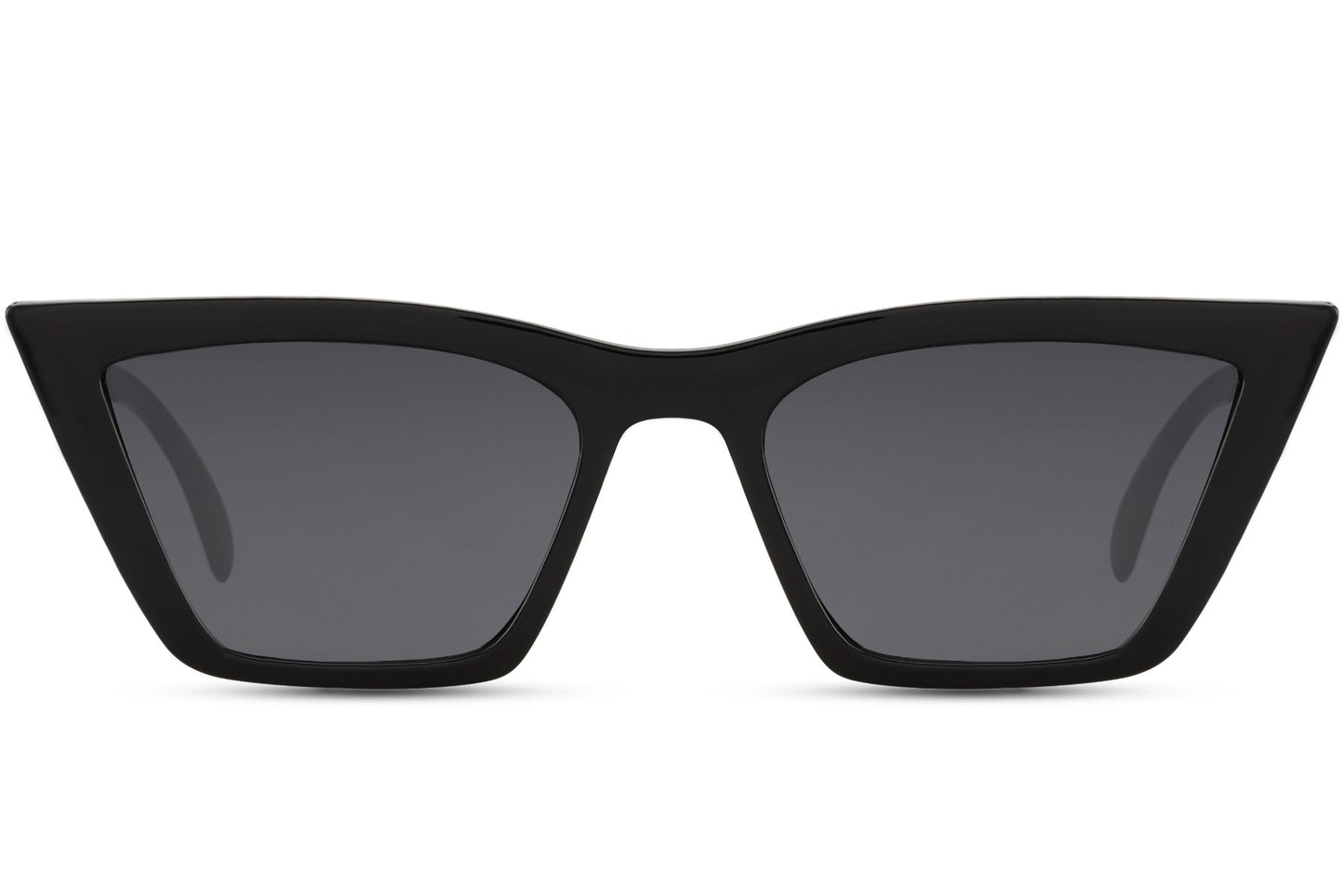 Black razor cat eye sunglasses with sharp angular frame and tinted lenses offering UV protection and lightweight comfort