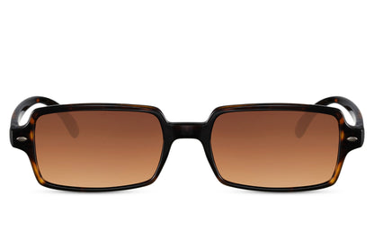 Rectangle sunglasses with brown frame and brown lenses by Sunglass Station, eco-friendly unisex eyewear with a lightweight and durable build