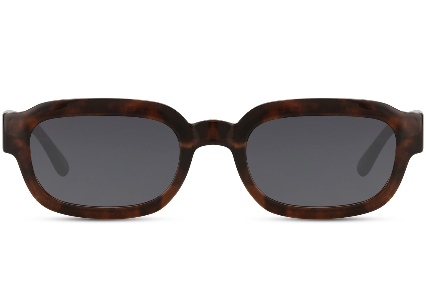 Unisex eco rectangle sunglasses with brown frame and grey lens by Sunglass Station, lightweight recycled material design with a timeless everyday style