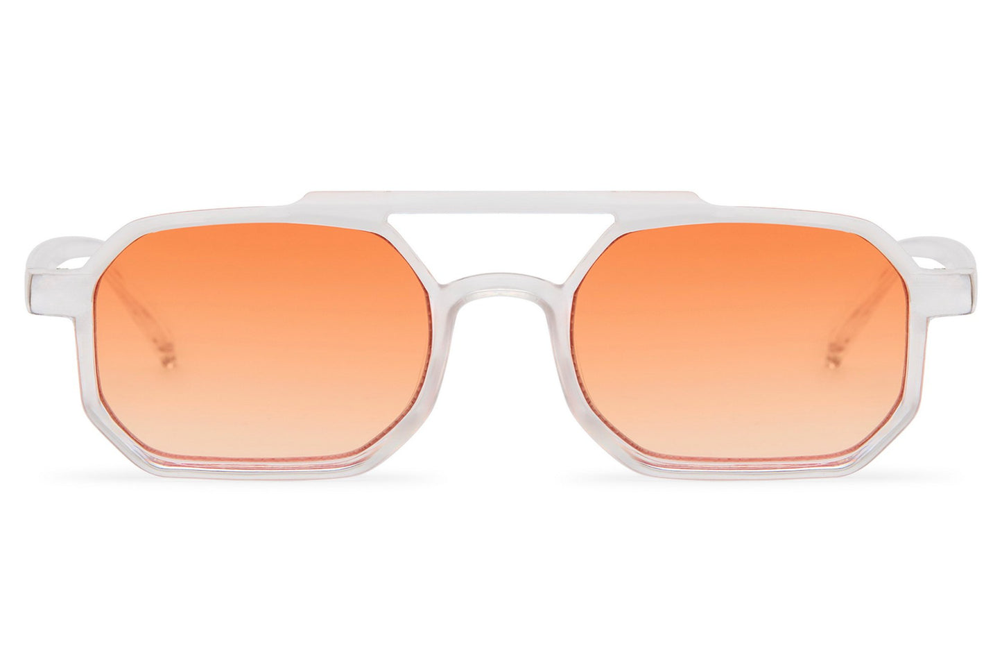 Unisex rectangle sunglasses with green tinted lenses by Sunglass Station, lightweight eco-conscious design with a sleek translucent frame