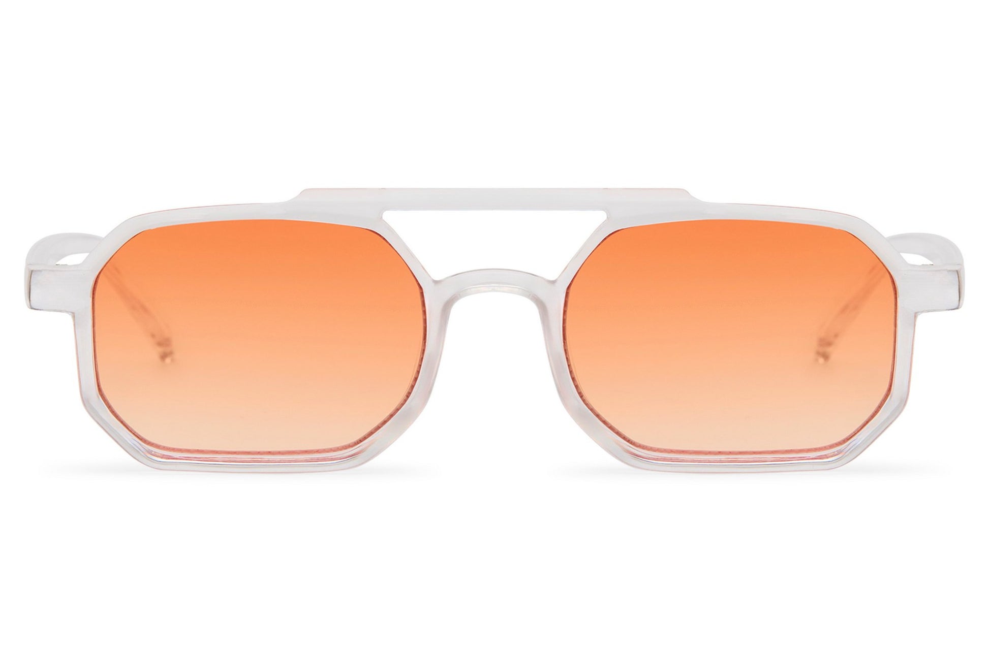 Unisex rectangle sunglasses with green tinted lenses by Sunglass Station, lightweight eco-conscious design with a sleek translucent frame