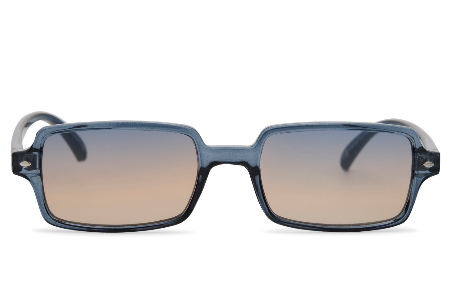 Eco rectangle sunglasses with transparent grey frame and grey lenses by Sunglass Station, unisex sustainable eyewear suitable for daily wear