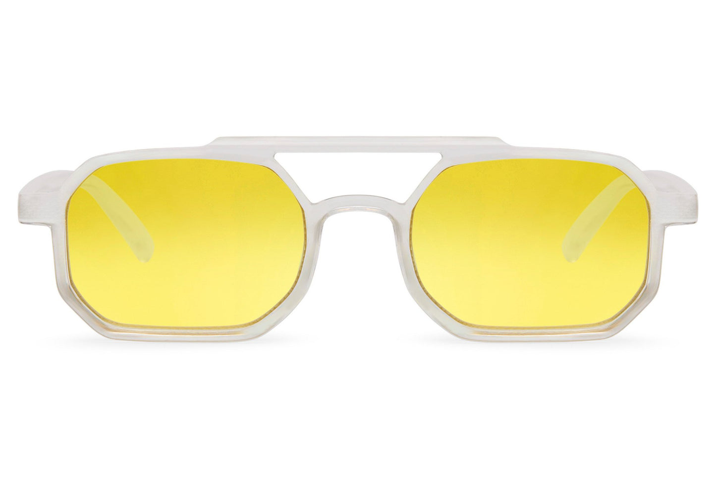 Eco rectangle sunglasses with orange tinted lenses by Sunglass Station, stylish unisex eyewear crafted from recycled materials with a modern aesthetic