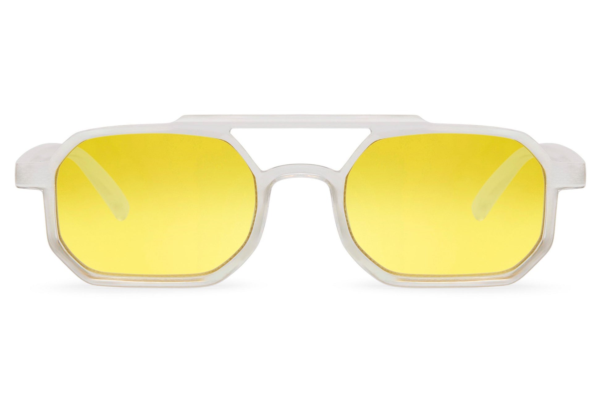 Eco rectangle sunglasses with orange tinted lenses by Sunglass Station, stylish unisex eyewear crafted from recycled materials with a modern aesthetic