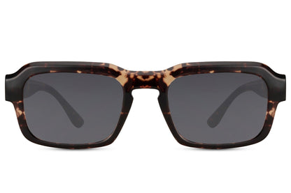 Eco rectangle sunglasses with tortoiseshell frame by Sunglass Station, unisex eyewear with a timeless design and eco-conscious build