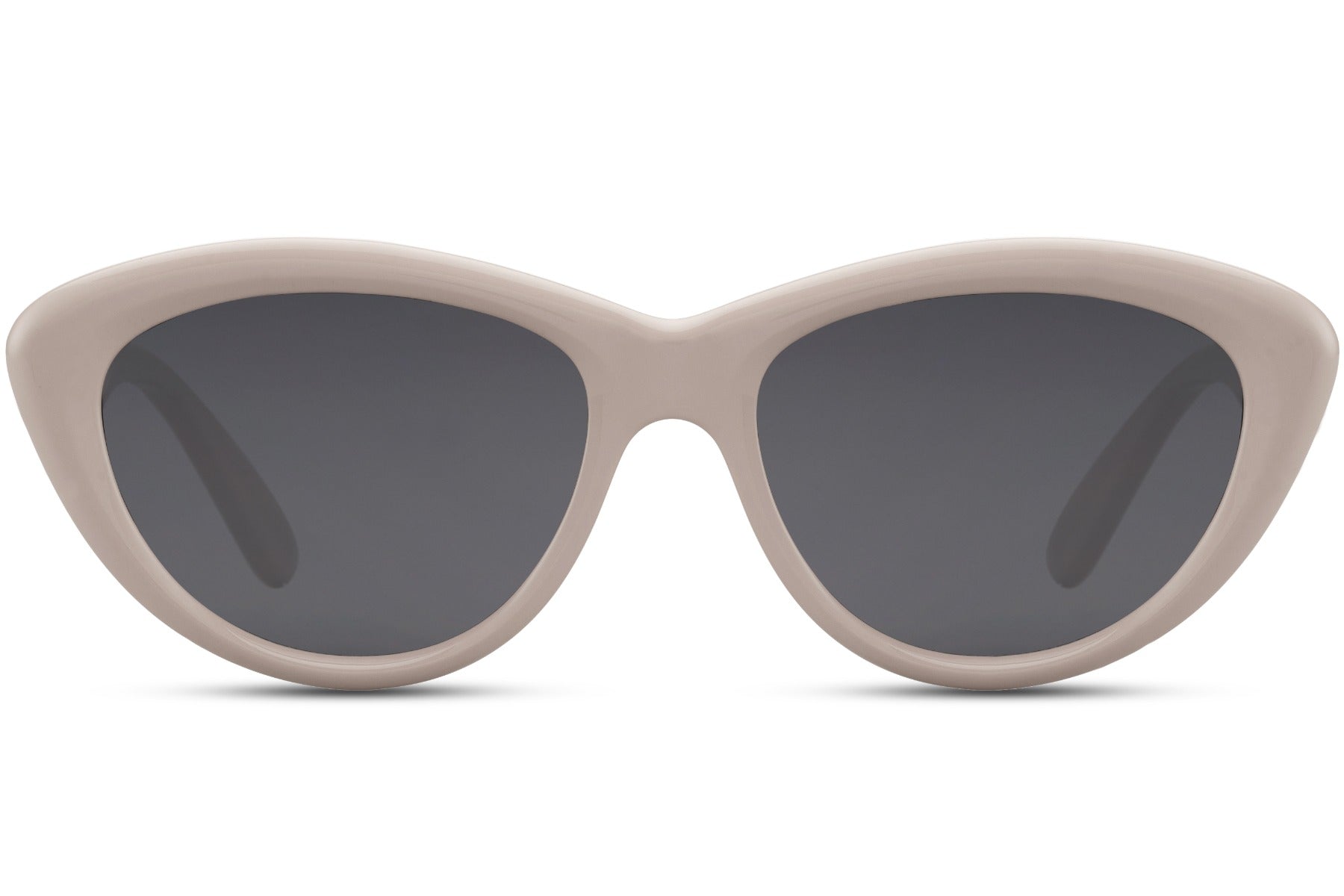 Cream cat eye sunglasses with retro frame design and tinted lenses offering UV protection and lightweight comfort
