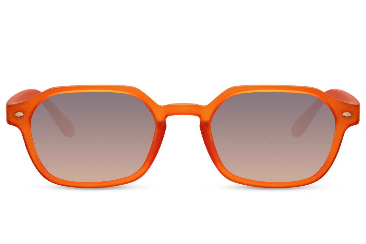 Eco sleek tinted rectangle sunglasses with orange frame and gradient lenses by Sunglass Station, lightweight unisex eyewear made from recycled materials with UV protection, available with free shipping across the UK and Europe