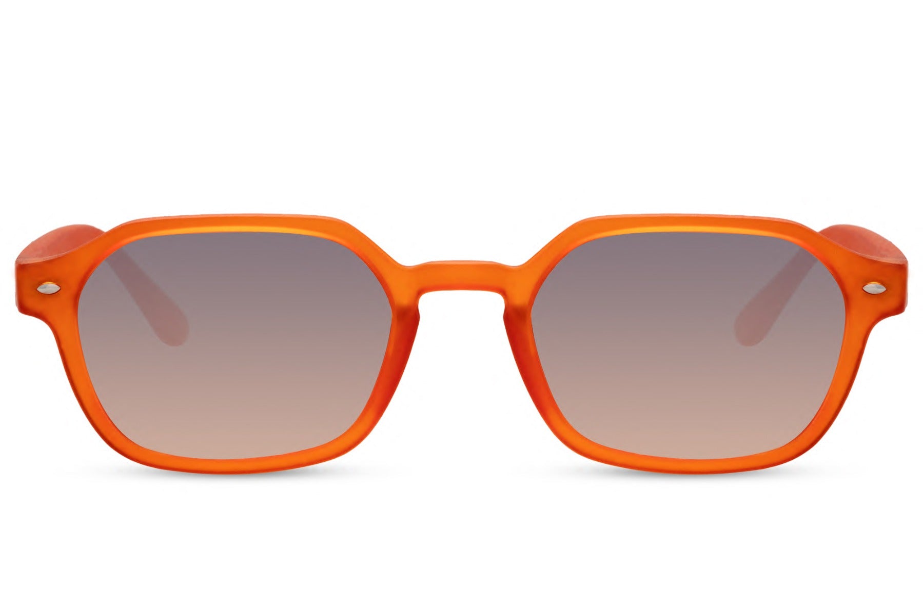 Eco sleek tinted rectangle sunglasses with orange frame and gradient lenses by Sunglass Station, lightweight unisex eyewear made from recycled materials with UV protection, available with free shipping across the UK and Europe