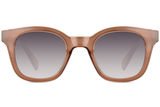 Women’s eco square frame sunglasses with brown gradient lenses and lightweight recycled frame for everyday fashion