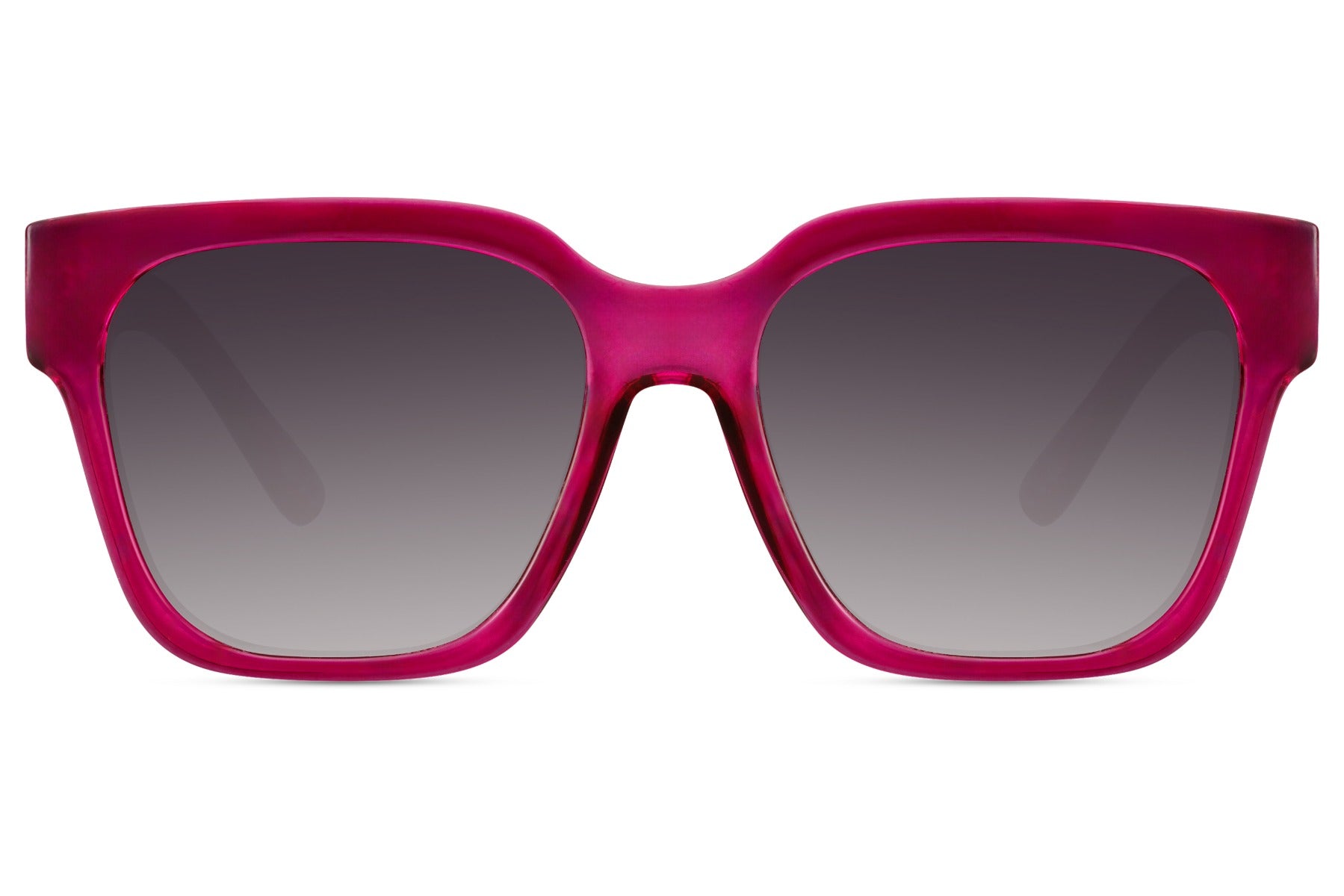 Eco square oversized sunglasses with bold pink frame and gradient lenses, designed for modern fashion with lightweight recycled materials and UV protection