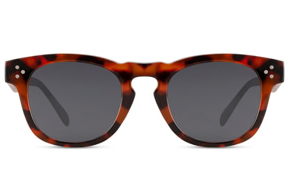 Unisex eco square retro sunglasses with leopard print frame and dark lenses for vintage fashion and everyday styling