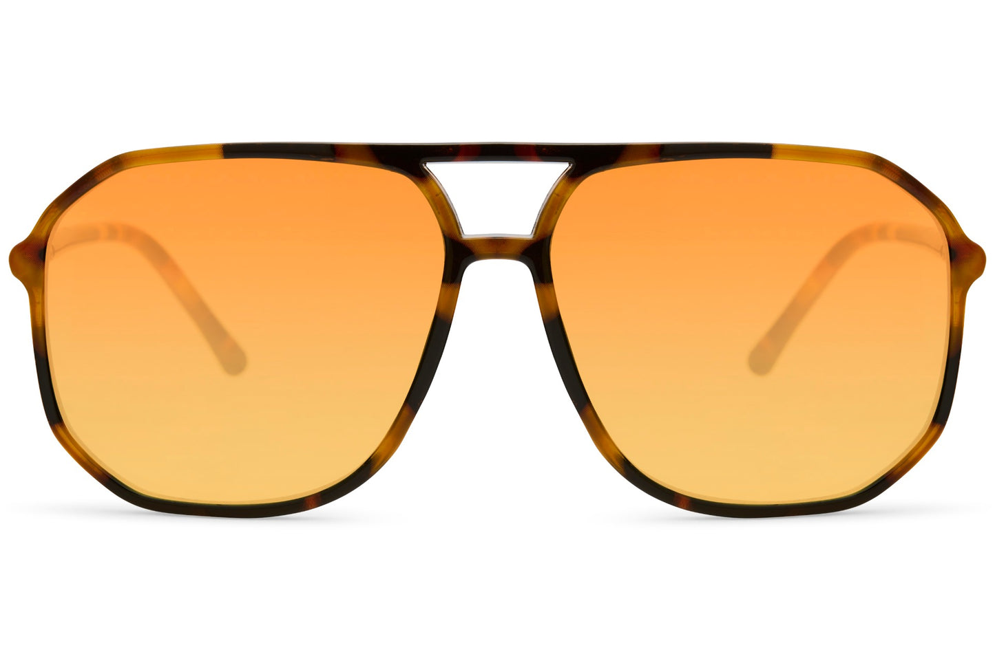 Gold tinted aviator sunglasses with geometric frame, perfect for stylish everyday wear and premium fashion looks
