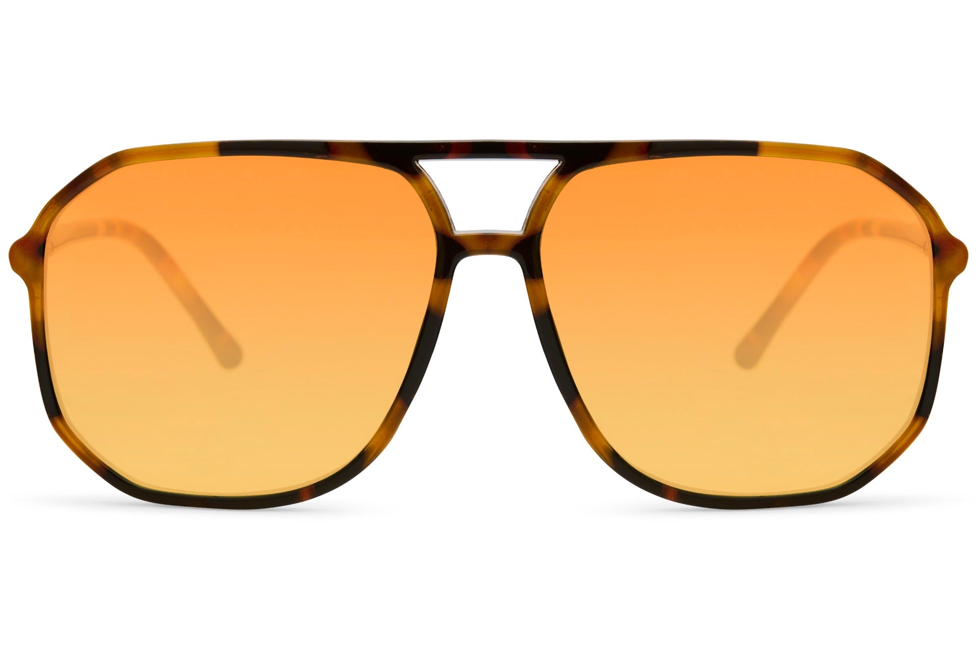 Gold tinted aviator sunglasses with geometric frame, perfect for stylish everyday wear and premium fashion looks