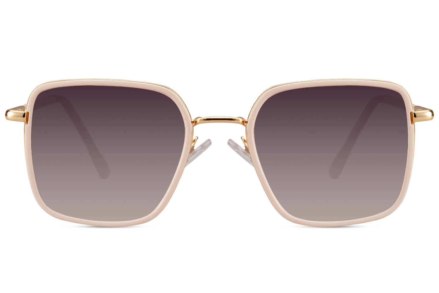 Luxury inspired brown square sunglasses with gradient lenses and slim metal frame for smart casual outfits