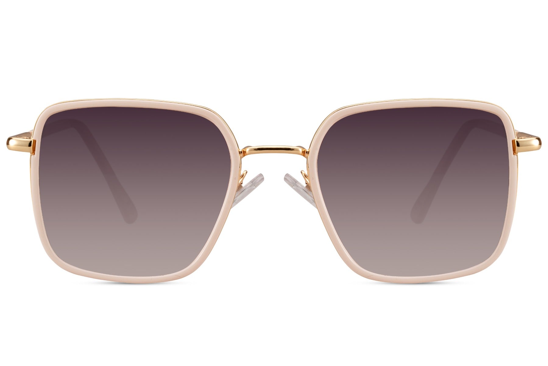Luxury inspired brown square sunglasses with gradient lenses and slim metal frame for smart casual outfits