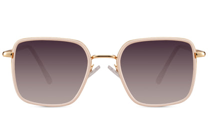 Luxury inspired brown square sunglasses with gradient lenses and slim metal frame for smart casual outfits