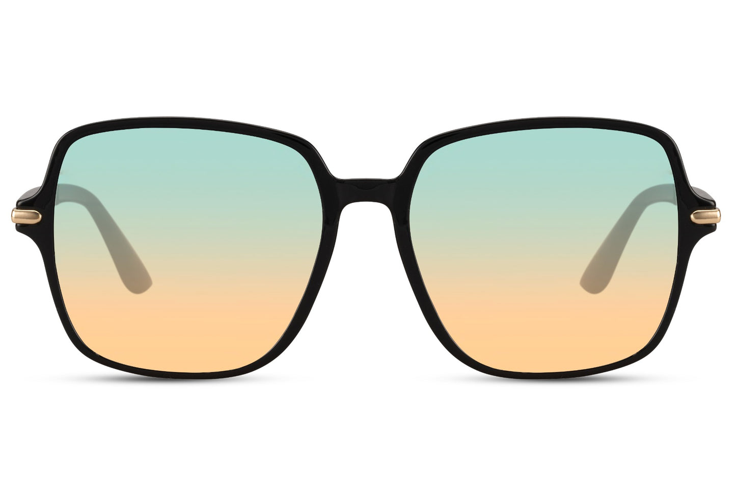 Oversized sunglasses with color gradient tinted lenses and sleek frame, trendy women’s sunglasses for beach vacations, travel looks and warm weather styling