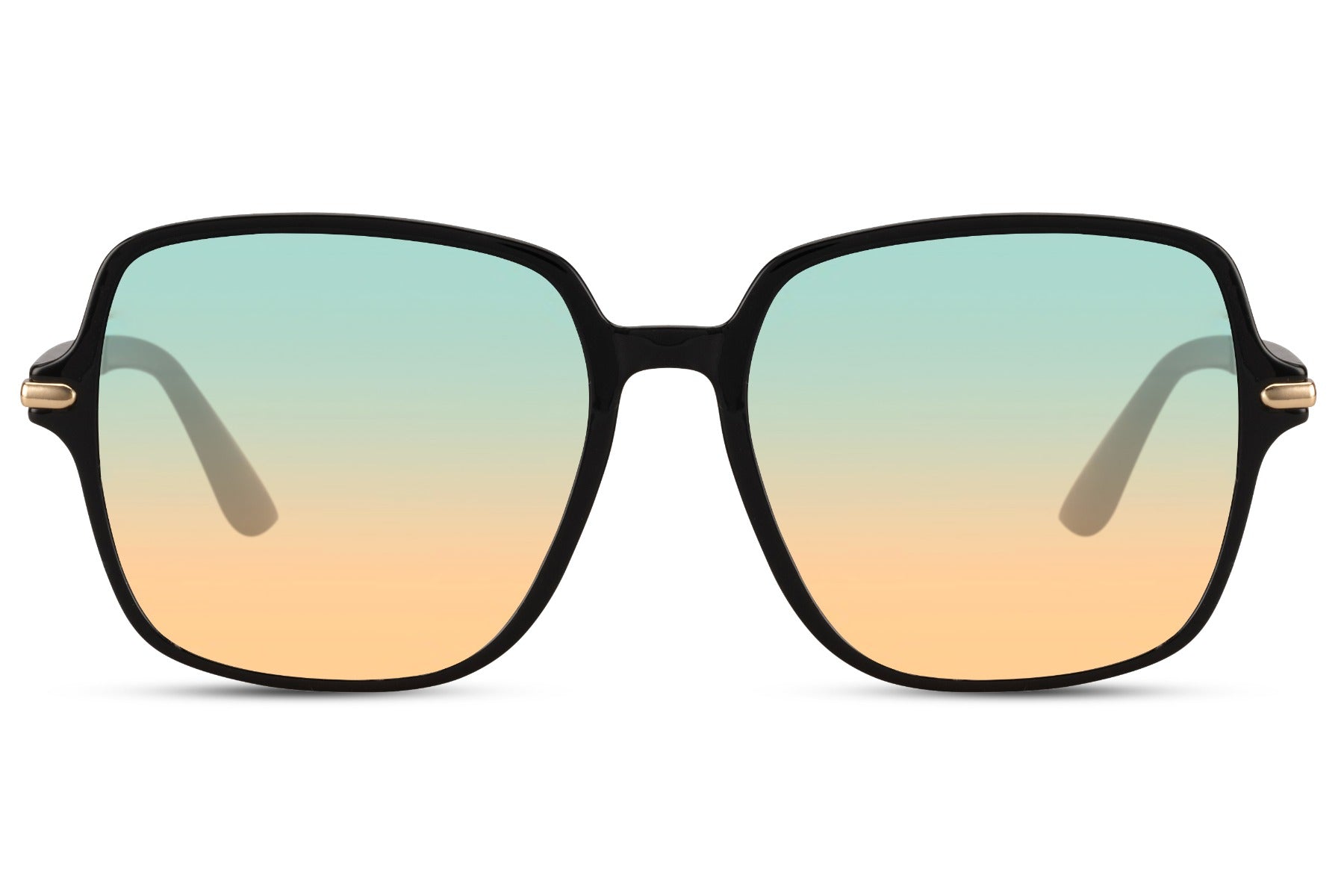 Oversized sunglasses with color gradient tinted lenses and sleek frame, trendy women’s sunglasses for beach vacations, travel looks and warm weather styling