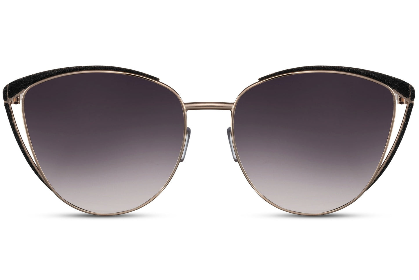 Oversized cat eye sunglasses with sleek silver metal frame and dark gradient lenses offering UV protection and a bold feminine silhouette